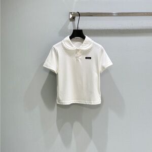 Miu Miu White Crop Top with Collar